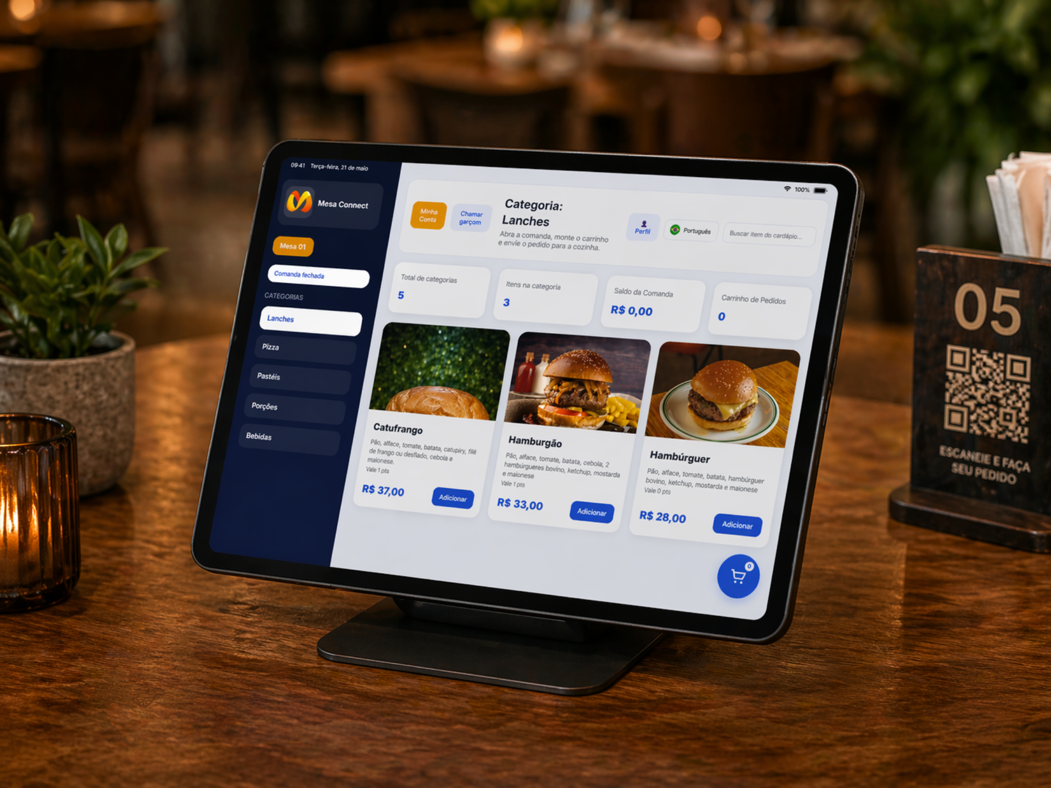 Mesa Connect no tablet